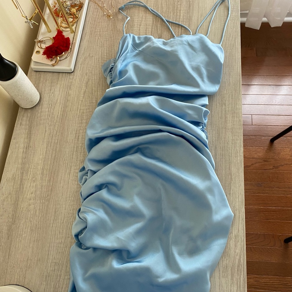 Boutique satin ruched mini dress